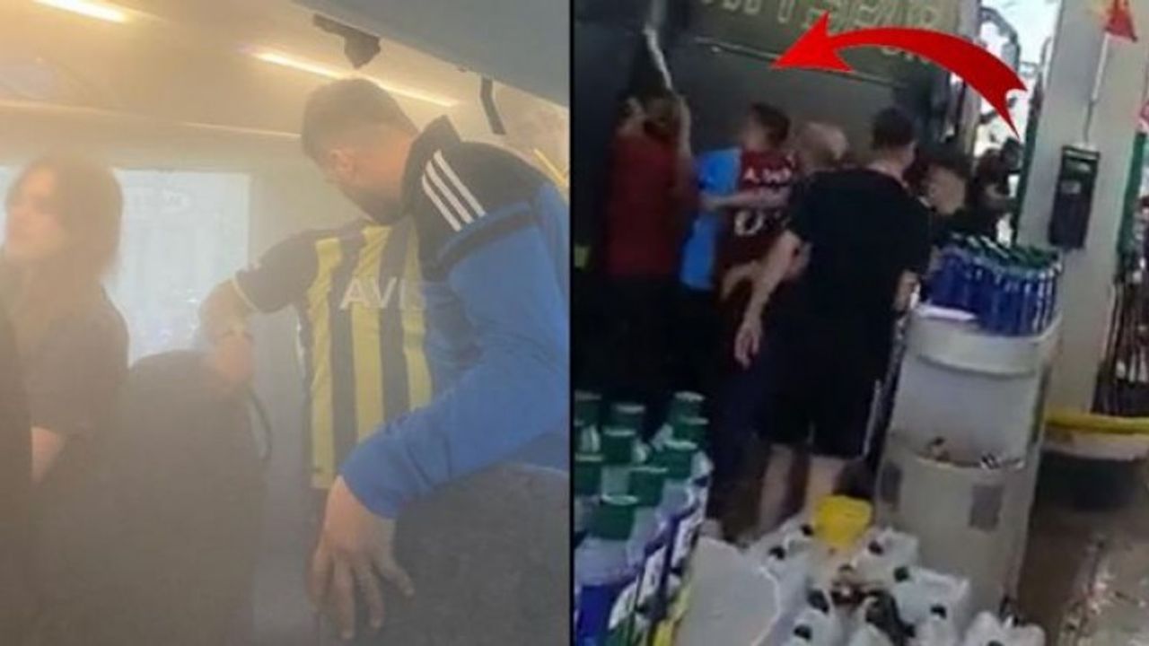 Korkulan oldu: Trabzonsporlu taraftarlar, içlerinde kadınlarla çocukların da olduğu Fenerbahçeli taraftarlara saldırdı