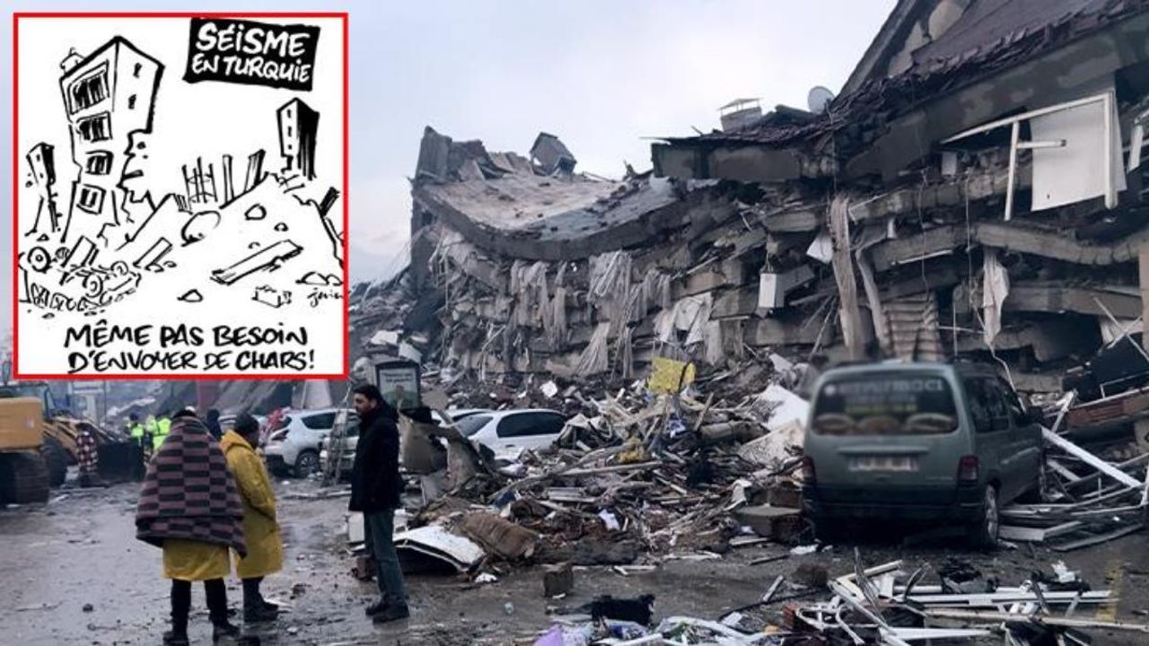 Fransız Charlie Hebdo dergisi, 10 ilimizi yıkan depremle alay etti!