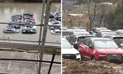 İstanbul'da otoparkı su bastı: Milyonluk araçlar zarar gördü