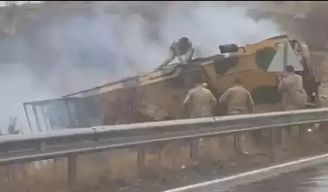 Mardin'de, zırhlı askeri araç devrildi: 2 asker yaralı!
