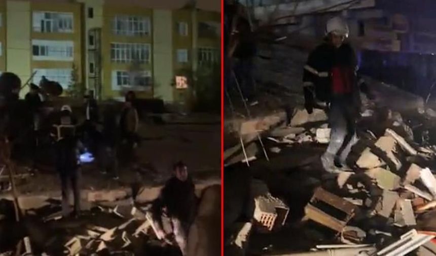 Depremin vurduğu Diyarbakır'da 7 katlı bir binanın yıkılma anı kameralara yansıdı