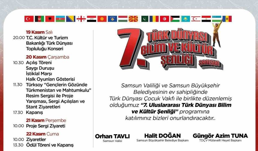 7. Uluslararası Türk Dünyası Bilim ve Kültür Şenliği Samsun’da Başlıyor!