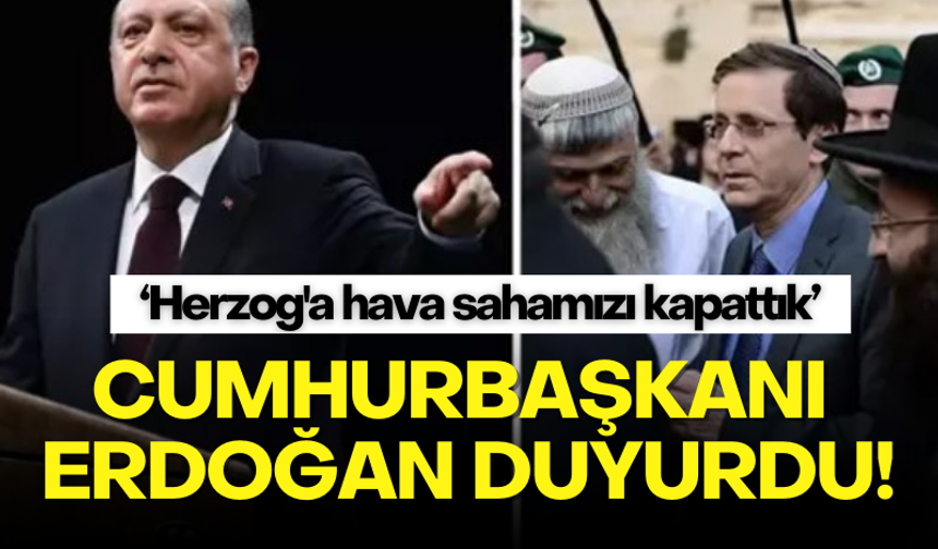 Cumhrubaşkanı Erdoğan duyurdu: Herzog'a hava sahası kapatıldı!